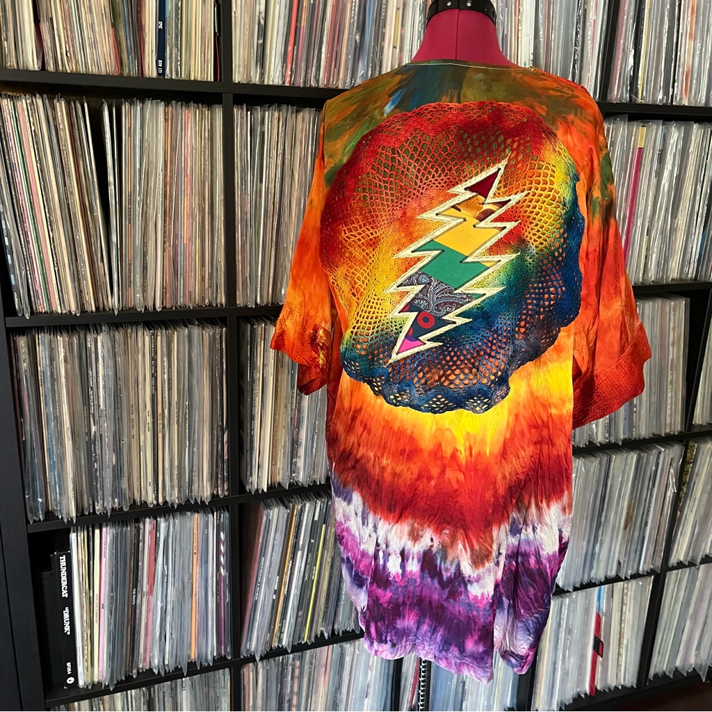 Vintage Silk Ice Dyed Mandala Patchwork Bolt Grateful Company Dead Sphere